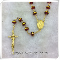 Red Glass Golden Edge Beads Rosary, Religious Rosary Beads, Rosaries (IO-cr388)